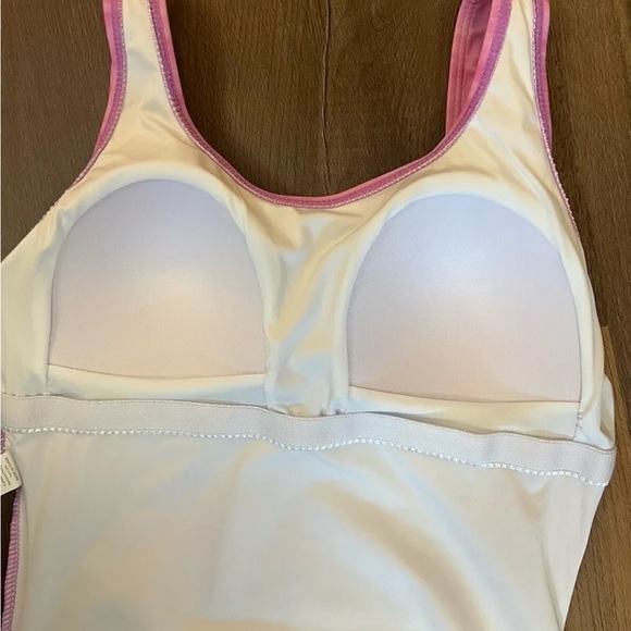Swimsuit Women's Sz S One Piece Pink/Purple/Black Ombré Built in Bra Crisscross - Picture 5 of 10
